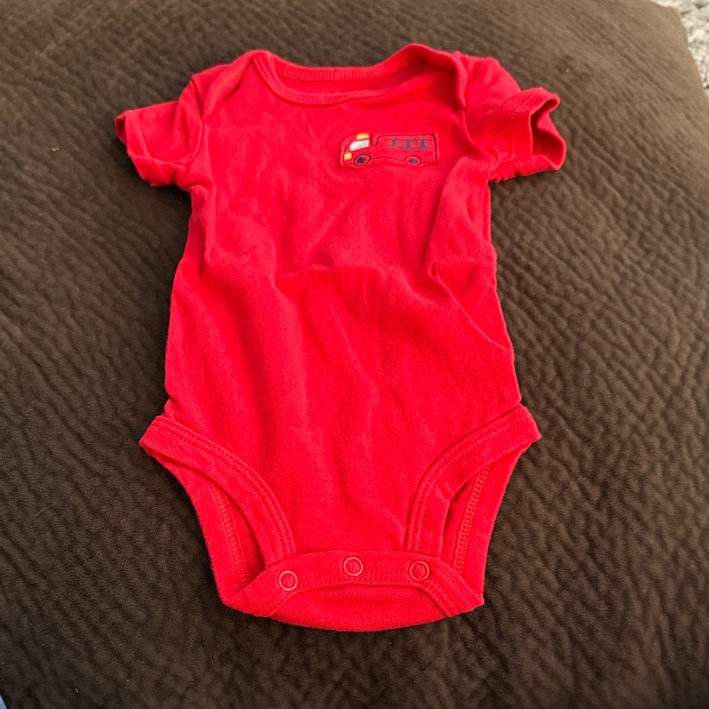Carter's Bright Red Baby Bodysuit with Fire Truck Motif